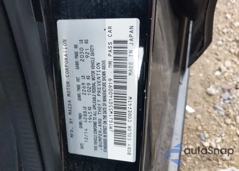 2016 Mazda Mazda6 I Grand Touring from USA, damaged, VIN JM1GJ1W55G1400919